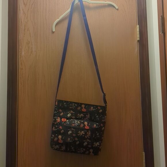 Harveys Halloween Print Crossbody Bag - Black & Orange with Purple Strap - Picture 8 of 9